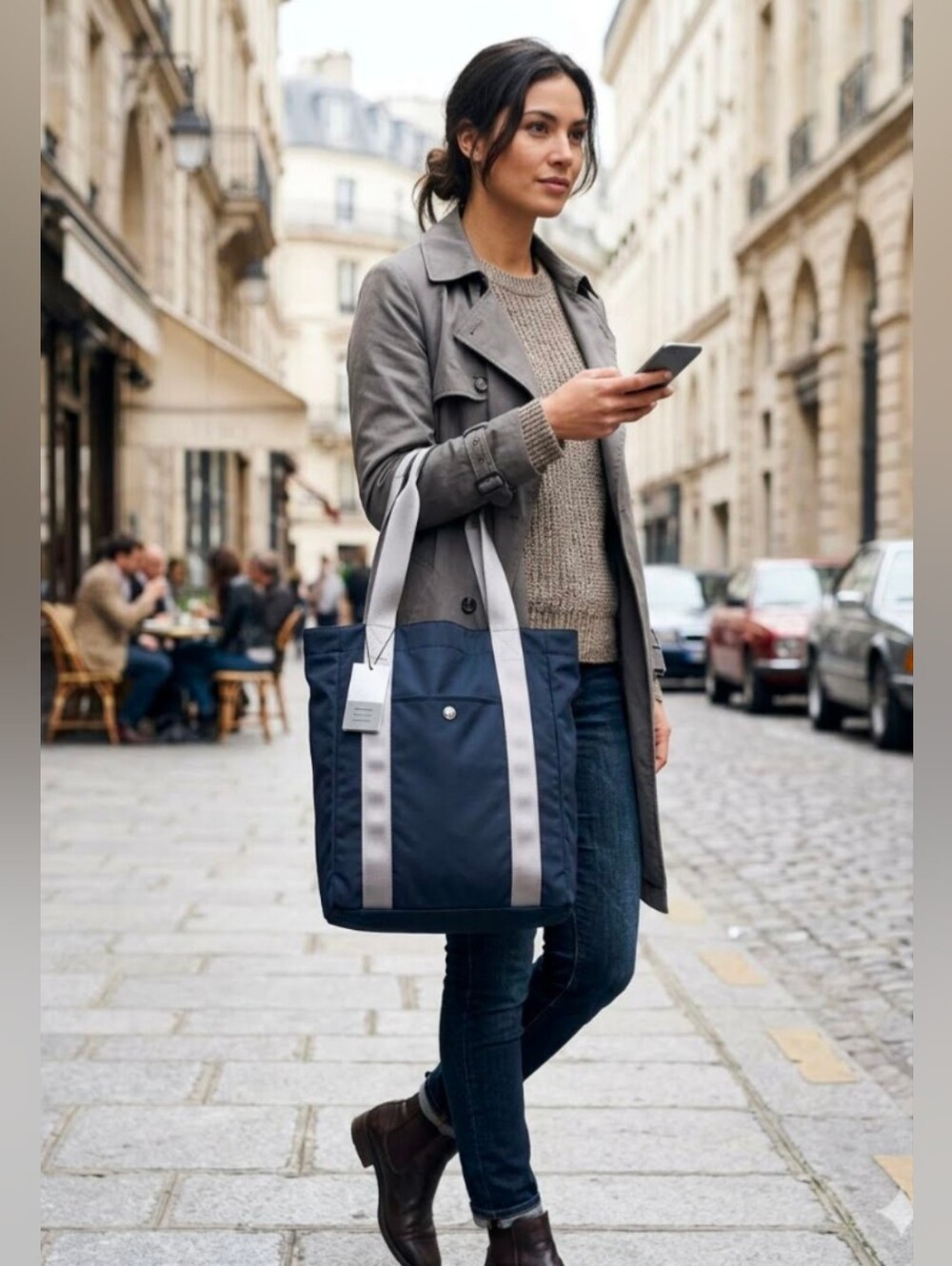 NWT! BMW Discontinued Expandable Tote Bag Navy and Silver Gray LAST ONE!